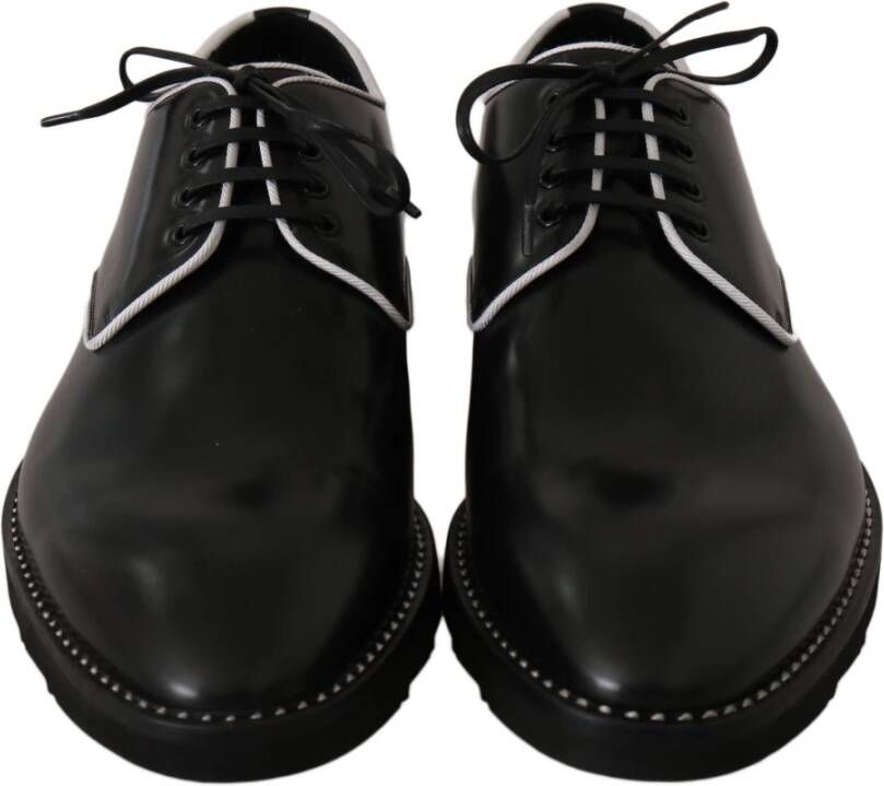 Dolce & Gabbana Elegante Zwarte Leren Derby Schoenen Black Heren