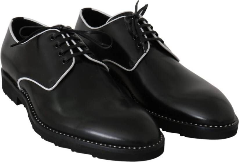 Dolce & Gabbana Elegante Zwarte Leren Derby Schoenen Black Heren