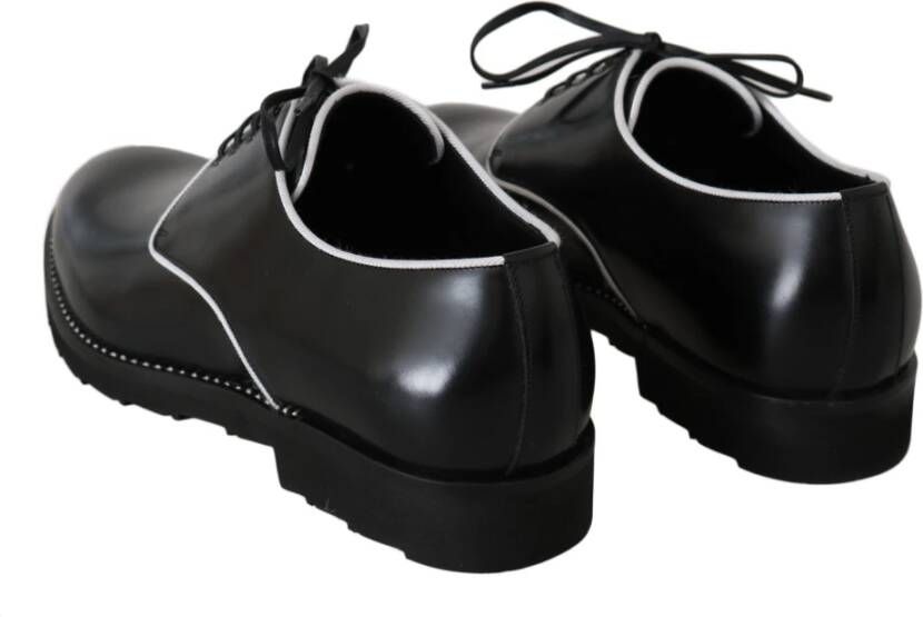 Dolce & Gabbana Elegante Zwarte Leren Derby Schoenen Black Heren