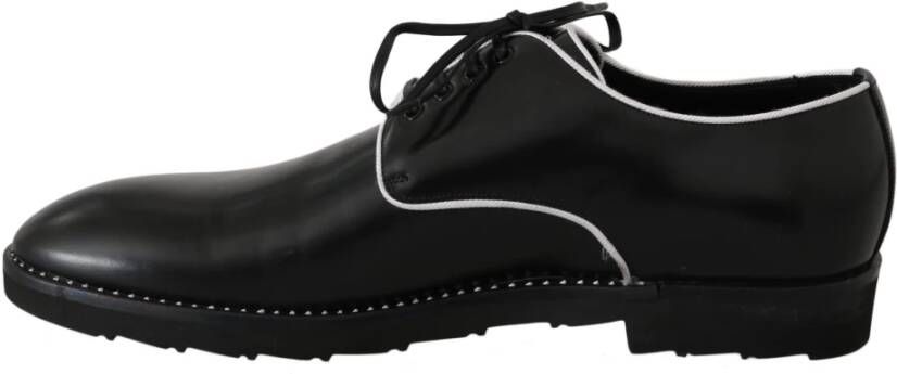 Dolce & Gabbana Elegante Zwarte Leren Derby Schoenen Black Heren