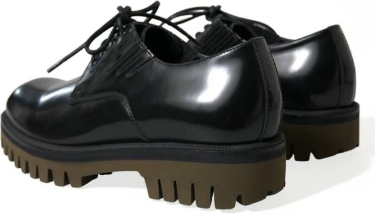 Dolce & Gabbana Elegante Zwarte Leren Derby Schoenen Black Heren