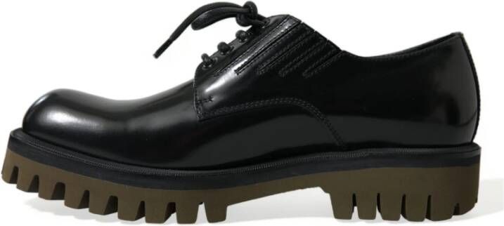 Dolce & Gabbana Elegante Zwarte Leren Derby Schoenen Black Heren