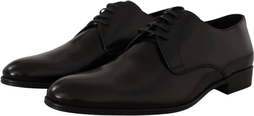 Dolce & Gabbana Elegante Zwarte Leren Derby Schoenen Black Heren