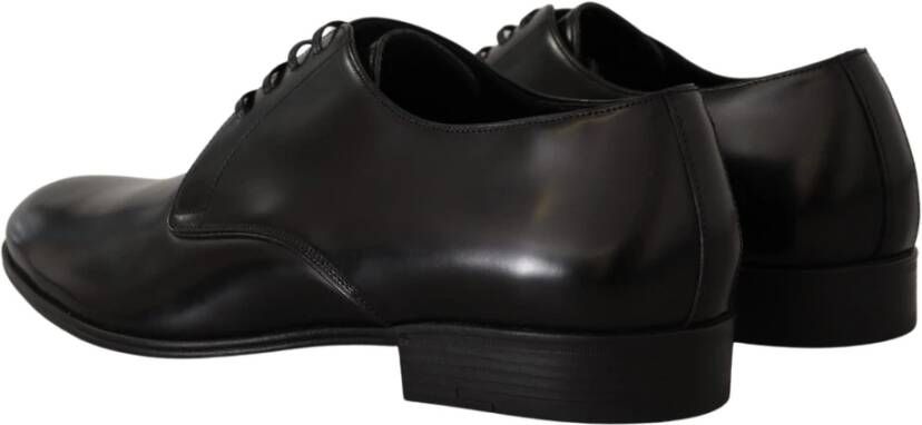 Dolce & Gabbana Elegante Zwarte Leren Derby Schoenen Black Heren