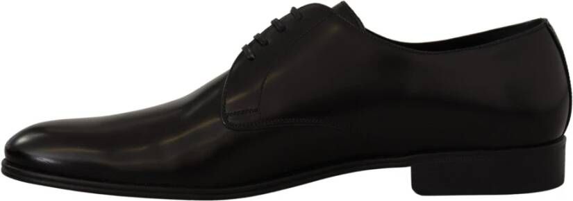 Dolce & Gabbana Elegante Zwarte Leren Derby Schoenen Black Heren