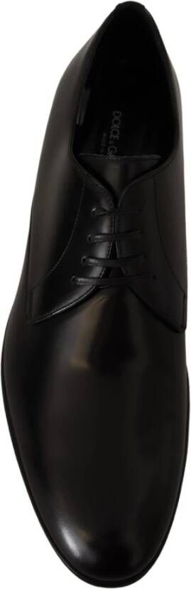 Dolce & Gabbana Elegante Zwarte Leren Derby Schoenen Black Heren