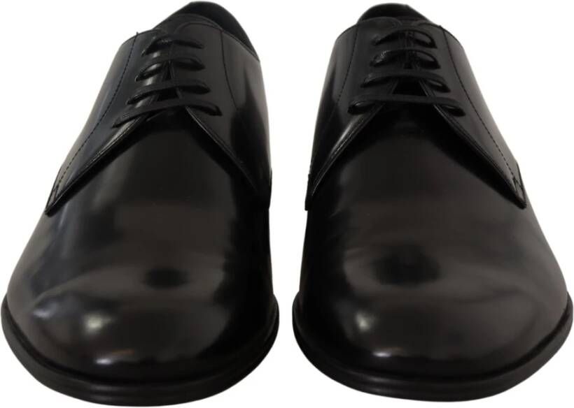 Dolce & Gabbana Elegante Zwarte Leren Derby Schoenen Black Heren