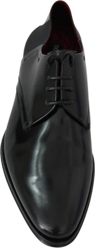 Dolce & Gabbana Elegante Zwarte Leren Derby Schoenen Black Heren