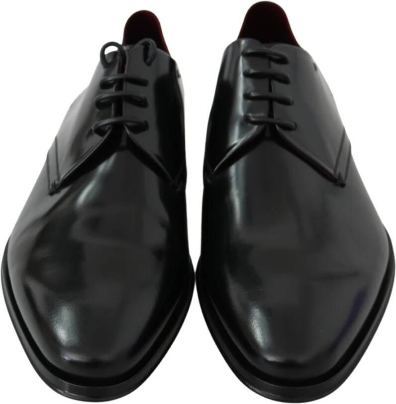 Dolce & Gabbana Elegante Zwarte Leren Derby Schoenen Black Heren