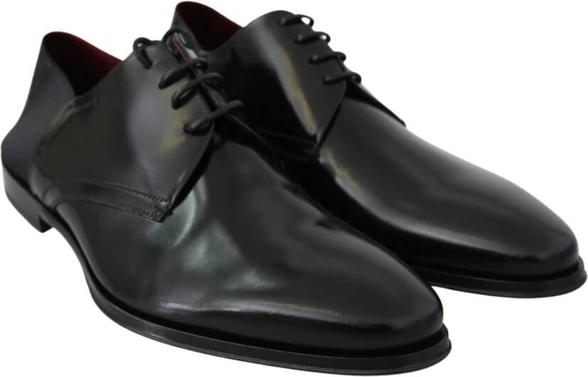 Dolce & Gabbana Elegante Zwarte Leren Derby Schoenen Black Heren