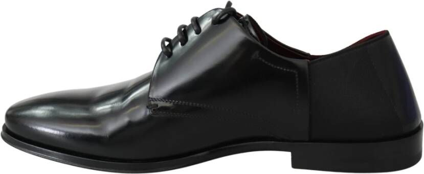 Dolce & Gabbana Elegante Zwarte Leren Derby Schoenen Black Heren