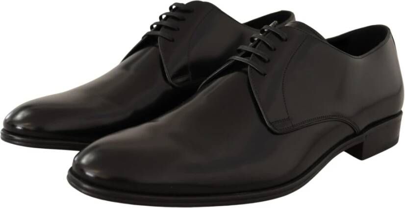 Dolce & Gabbana Elegante Zwarte Leren Derby Schoenen Black Heren