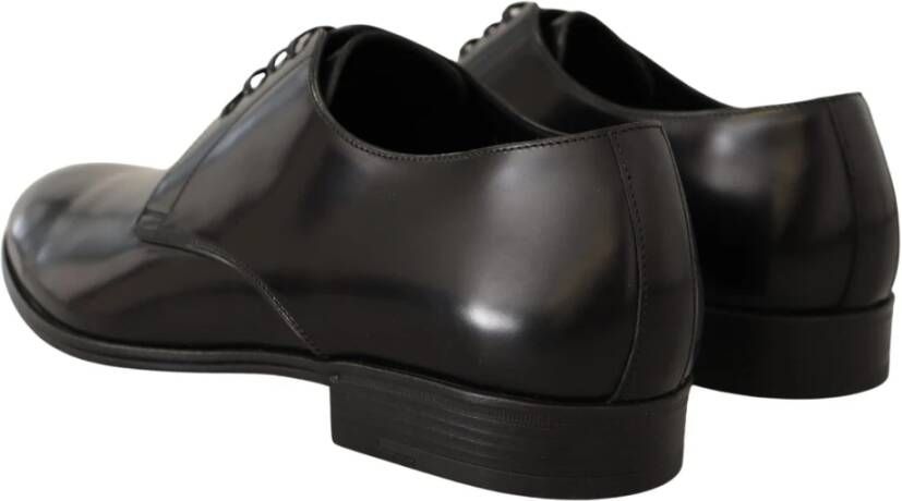 Dolce & Gabbana Elegante Zwarte Leren Derby Schoenen Black Heren