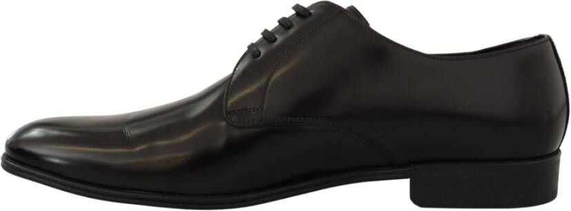 Dolce & Gabbana Elegante Zwarte Leren Derby Schoenen Black Heren