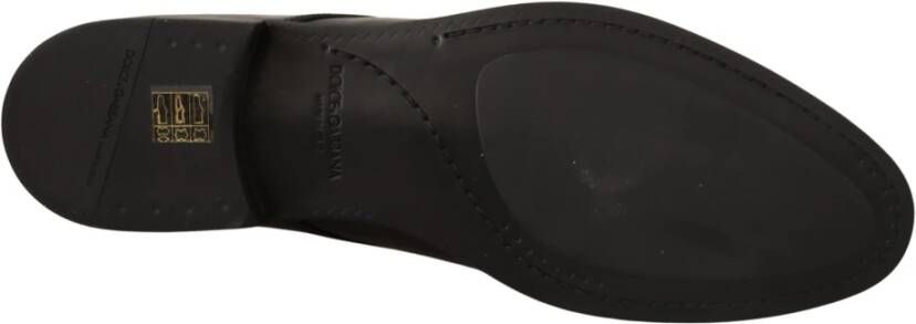 Dolce & Gabbana Elegante Zwarte Leren Derby Schoenen Black Heren