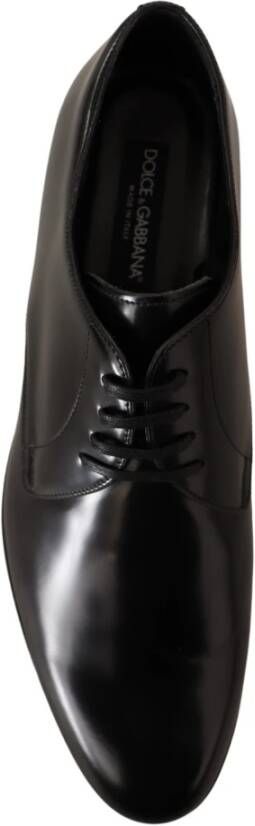 Dolce & Gabbana Elegante Zwarte Leren Derby Schoenen Black Heren