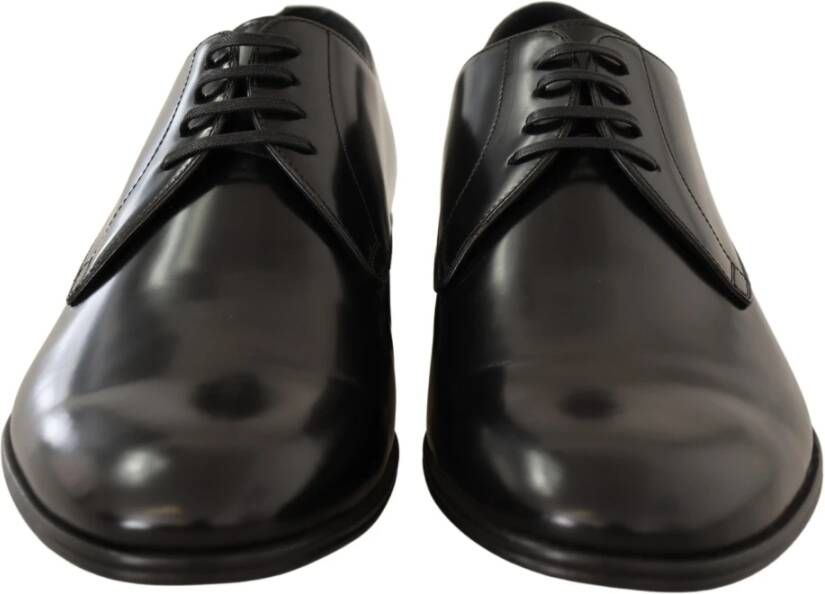 Dolce & Gabbana Elegante Zwarte Leren Derby Schoenen Black Heren