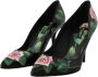 Dolce & Gabbana Elegante zwarte leren hakken met rozenprint Black Dames - Thumbnail 3