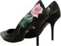 Dolce & Gabbana Elegante zwarte leren hakken met rozenprint Black Dames - Thumbnail 4