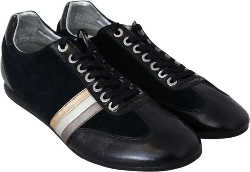 Dolce & Gabbana Elegante Zwarte Leren Sneakers Black Heren