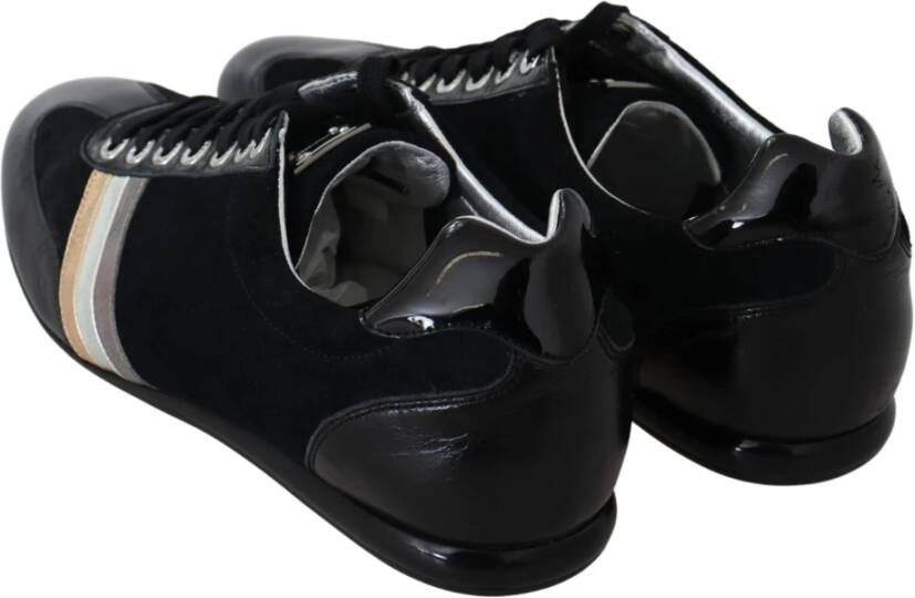 Dolce & Gabbana Elegante Zwarte Leren Sneakers Black Heren