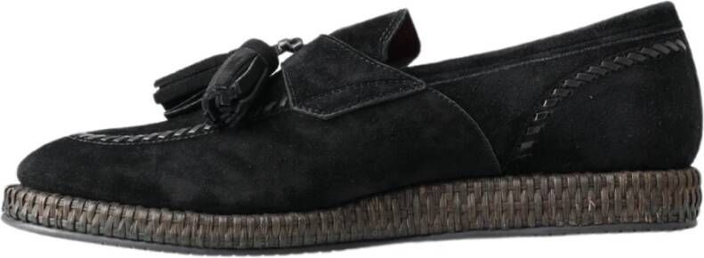 Dolce & Gabbana Elegante Zwarte Suède Espadrilles Sneakers Black Heren