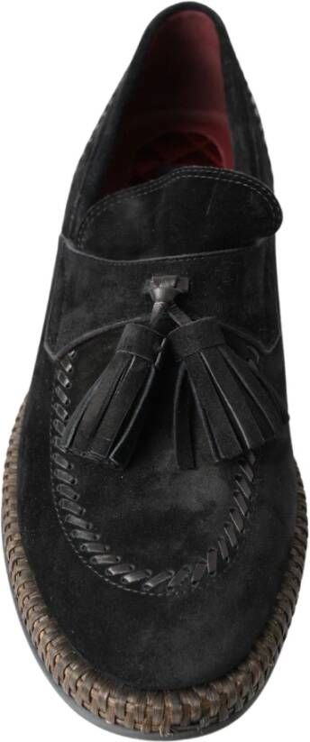 Dolce & Gabbana Elegante Zwarte Suède Espadrilles Sneakers Black Heren