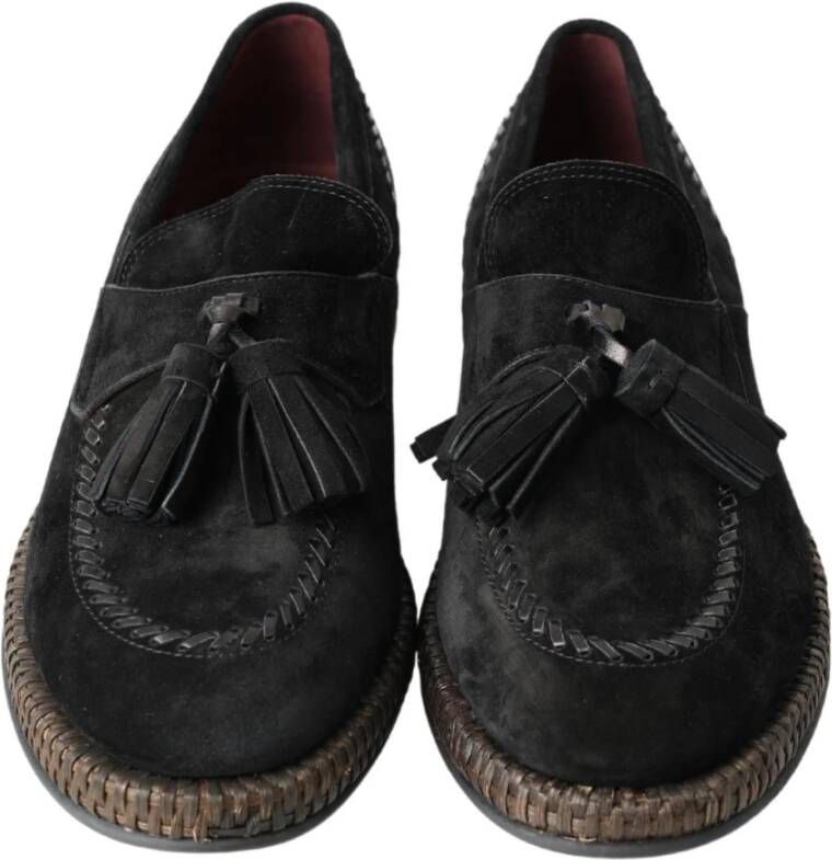 Dolce & Gabbana Elegante Zwarte Suède Espadrilles Sneakers Black Heren