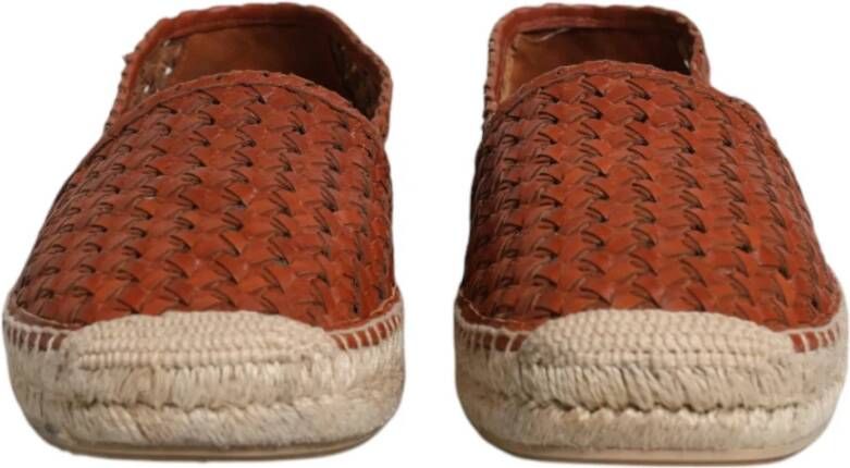 Dolce & Gabbana Espadrilles van Geweven Leer met Logodetails Brown Heren