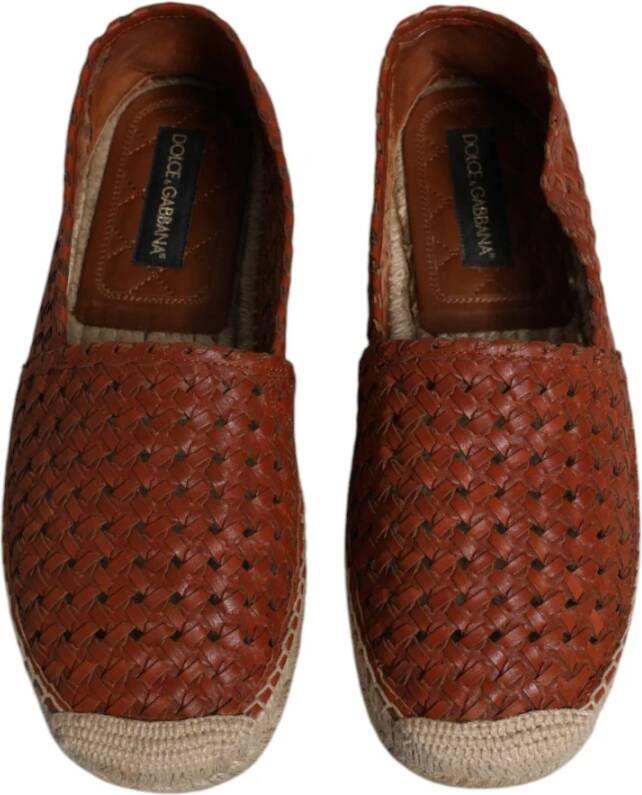 Dolce & Gabbana Espadrilles van Geweven Leer met Logodetails Brown Heren