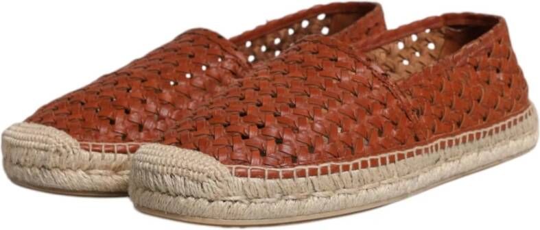 Dolce & Gabbana Espadrilles van Geweven Leer met Logodetails Brown Heren