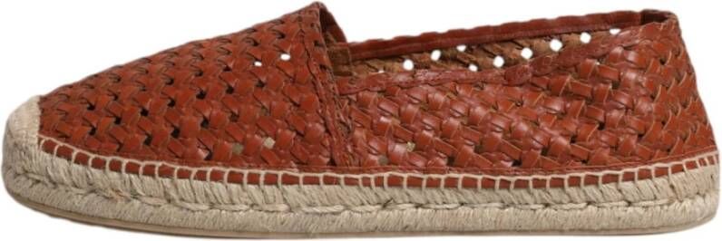 Dolce & Gabbana Espadrilles van Geweven Leer met Logodetails Brown Heren