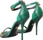 Dolce & Gabbana Exotische Groene Slangenhuid Sandalen met Kristallen Green Dames - Thumbnail 4