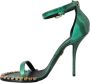 Dolce & Gabbana Exotische Groene Slangenhuid Sandalen met Kristallen Green Dames - Thumbnail 5