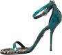 Dolce & Gabbana Exotische Kristalversierde Blauwe Sandalen Blue Dames - Thumbnail 5