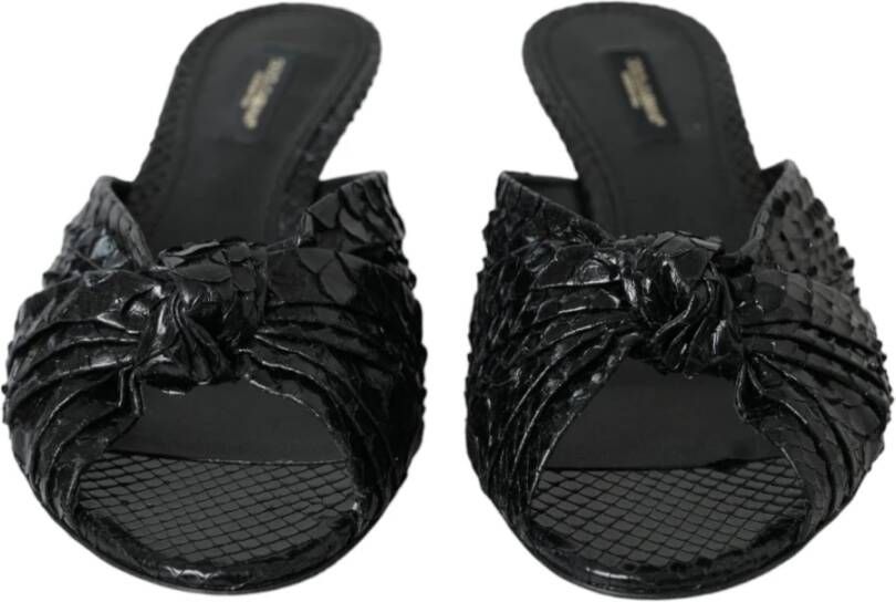 Dolce & Gabbana Exotische Leren Hakken Sandalen met Dierenprint Black Dames