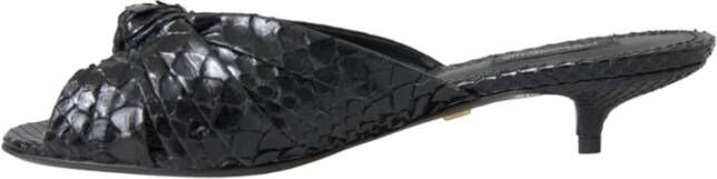 Dolce & Gabbana Exotische Leren Hakken Sandalen met Dierenprint Black Dames