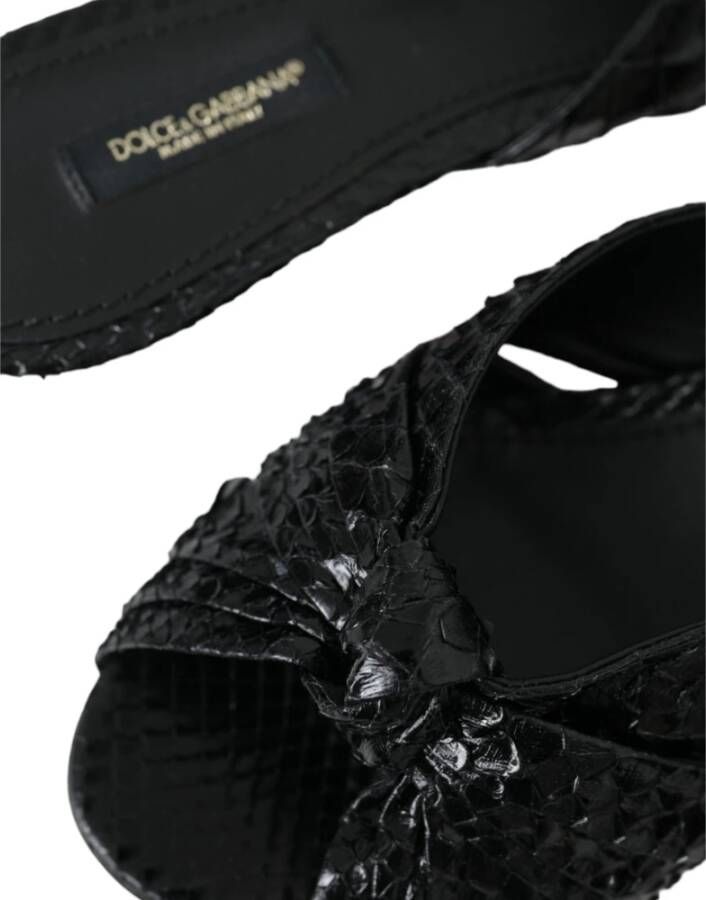 Dolce & Gabbana Exotische Leren Hakken Sandalen met Dierenprint Black Dames