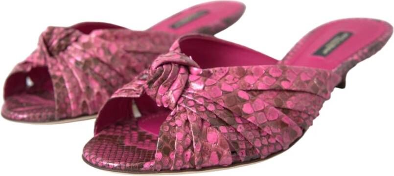 Dolce & Gabbana Exotische leren kittenhak sandalen Pink Dames