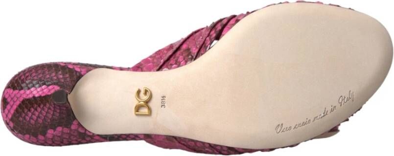 Dolce & Gabbana Exotische leren kittenhak sandalen Pink Dames