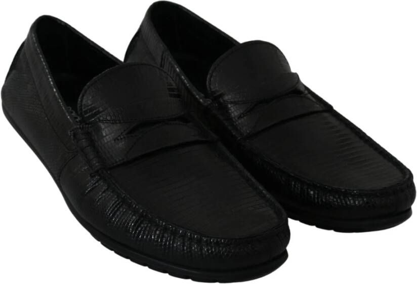 Dolce & Gabbana Exquise Loafers in Zwart Hagedissenleer Black Heren