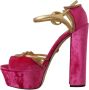 Dolce & Gabbana Fluwelen en Gouden Leren Sandalen met Roze Kristallen Pink Dames - Thumbnail 11