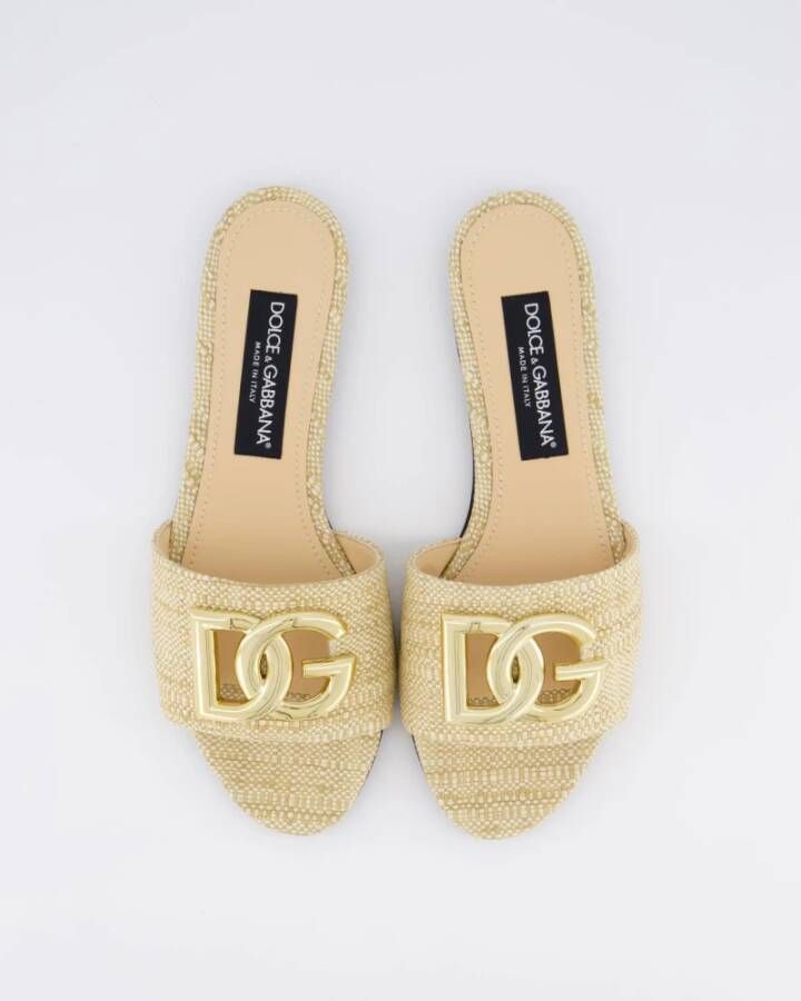 Dolce & Gabbana Flower Power Slide Beige Dames