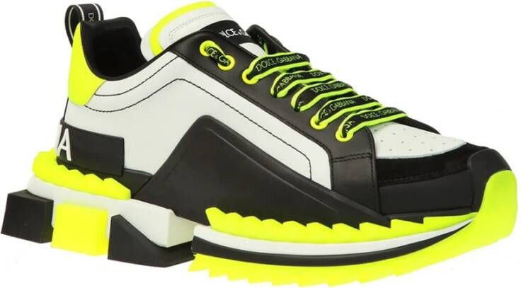 Dolce & Gabbana Fluorescerende Multicolor Hoge Zool Leren Sneakers Multicolor Heren