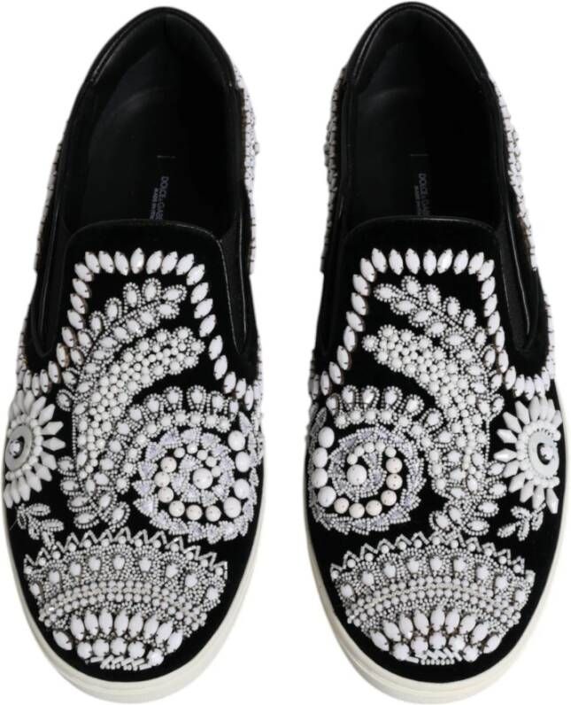 Dolce & Gabbana Fluwelen Instap Schoenen met Rubberen Zool Black Heren