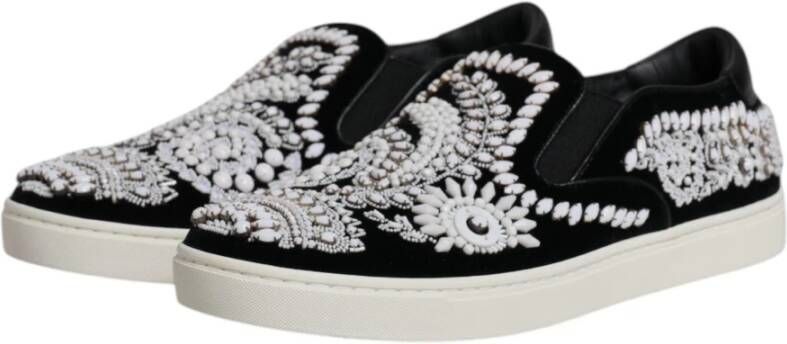 Dolce & Gabbana Fluwelen Instap Schoenen met Rubberen Zool Black Heren