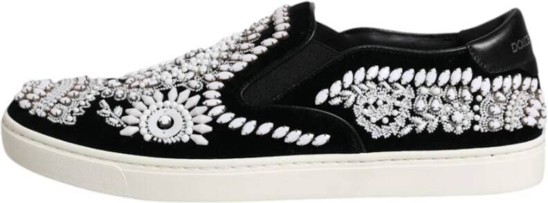 Dolce & Gabbana Fluwelen Instap Schoenen met Rubberen Zool Black Heren