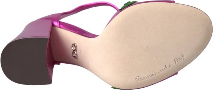 Dolce & Gabbana Fuchsia Bloem Hoge Hakken Sandalen Schoenen Pink Dames