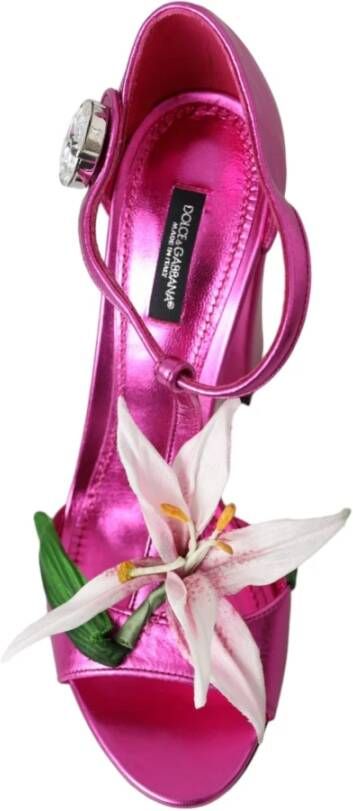 Dolce & Gabbana Fuchsia Bloem Hoge Hakken Sandalen Schoenen Pink Dames