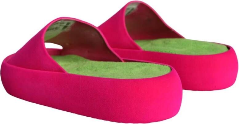 Dolce & Gabbana Fuchsia Groene Rubberen Slides Sandalen Pink Heren